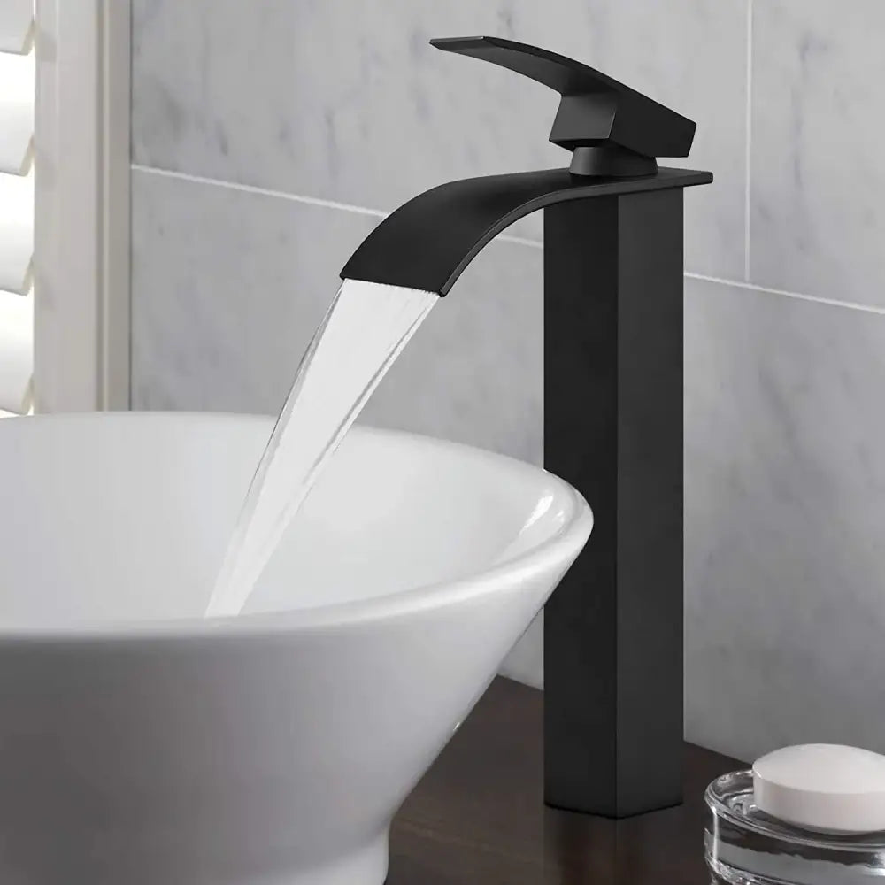 Nickel Waterfall Basin Faucet Tall Design