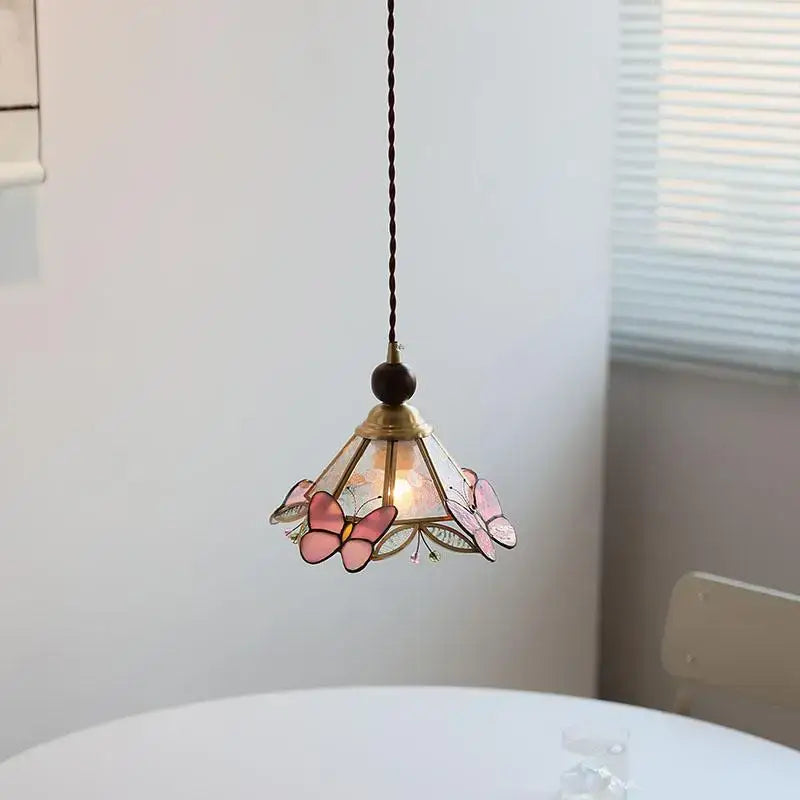 Pink Stained Glass Pendant