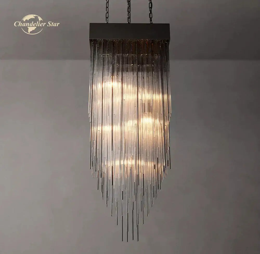 Gold Glass Square Chandelier