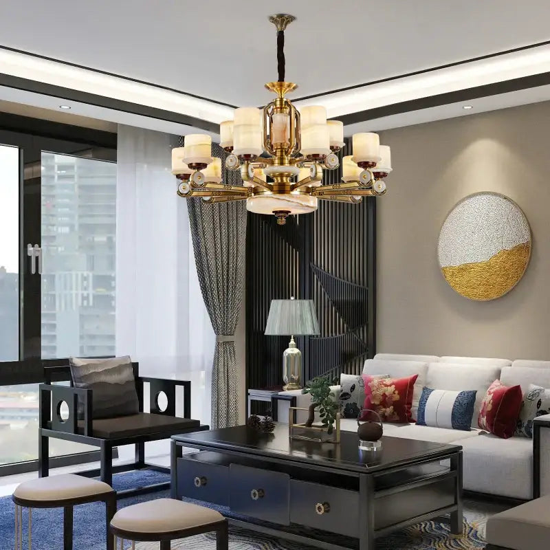 Gold Jade Chandelier