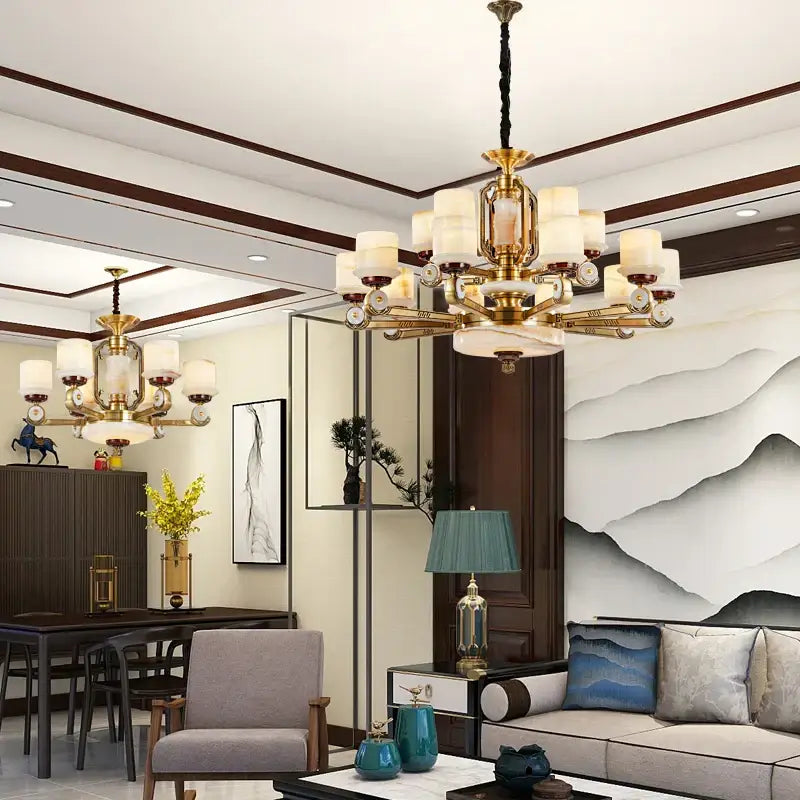 Gold Jade Chandelier
