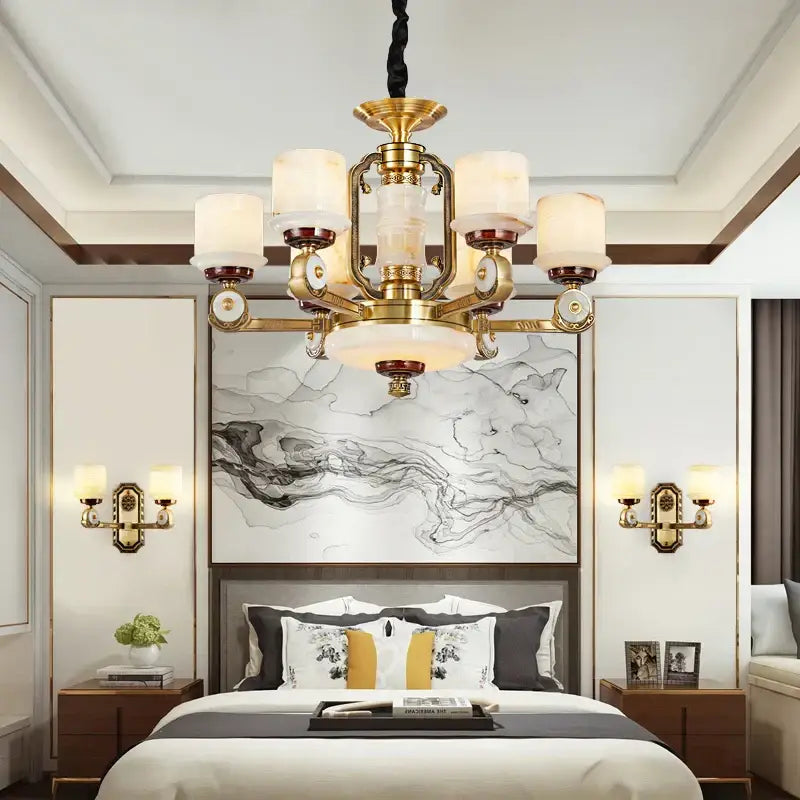 Gold Jade Chandelier