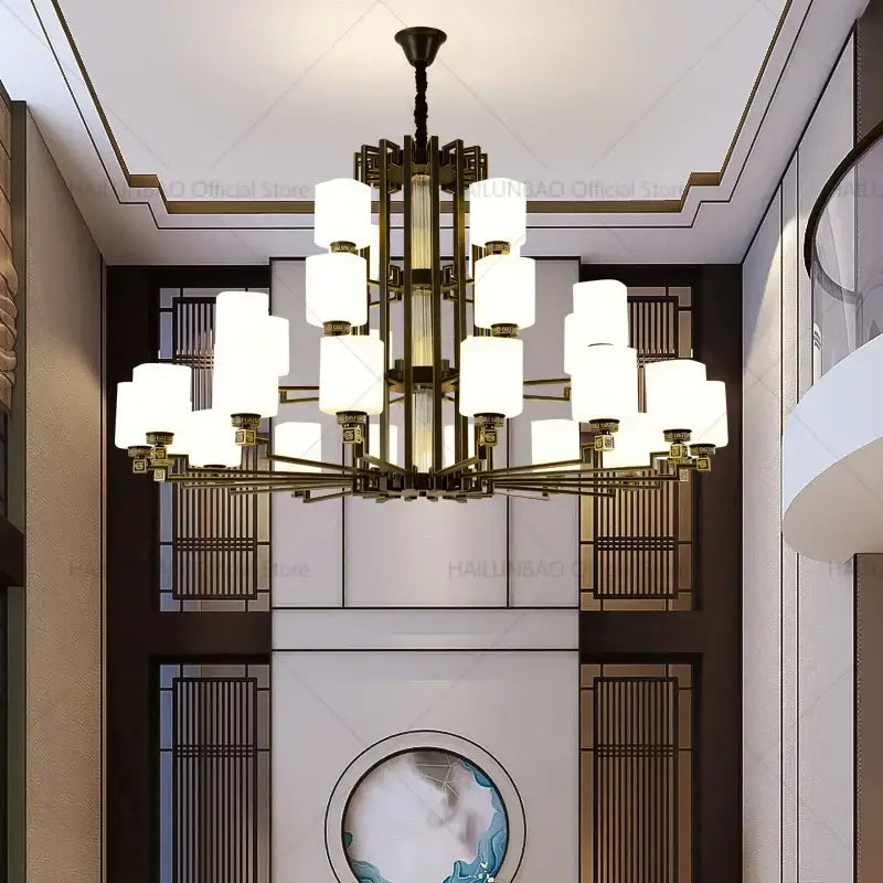 Bronze White Chandelier