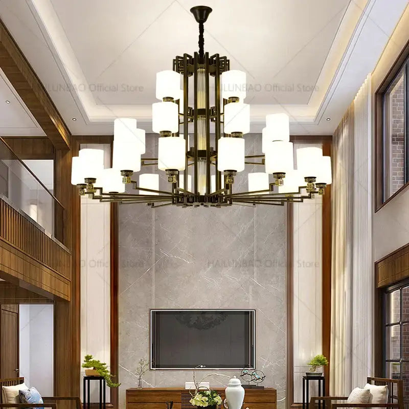 Bronze White Chandelier