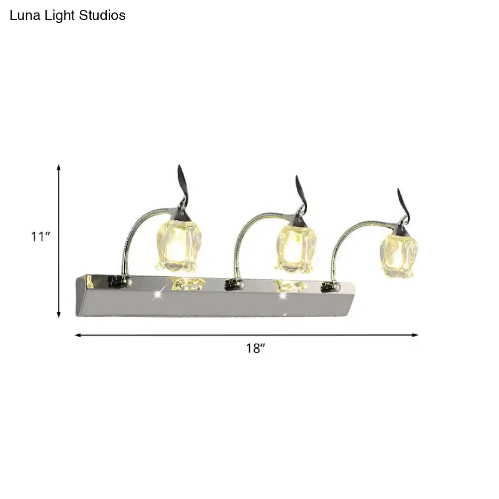 Chrome Crystal 3-Bulb Vanity Light