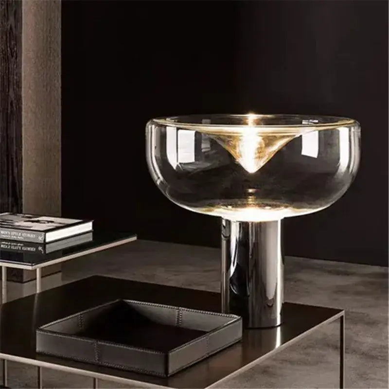 Chrome Clear Glass Bedroom Table Lamp