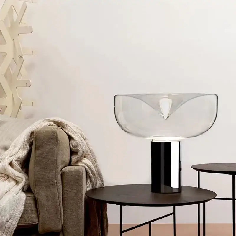 Chrome Clear Glass Bedroom Table Lamp