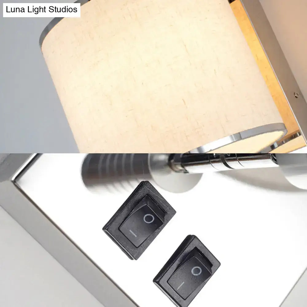 Chrome Fabric Drum Sconce