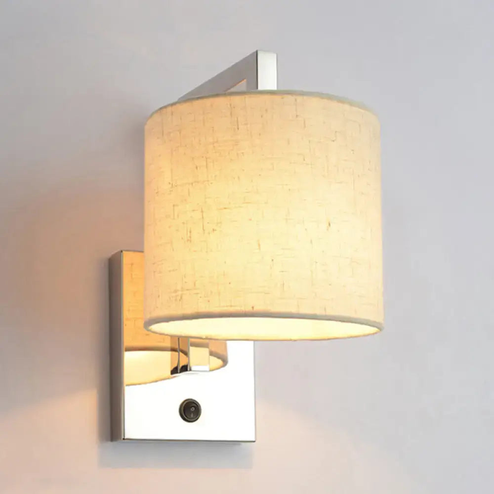 Chrome Fabric Drum Sconce