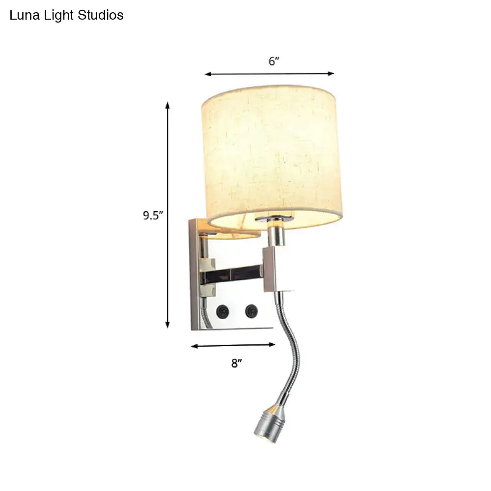 Chrome Fabric Drum Sconce
