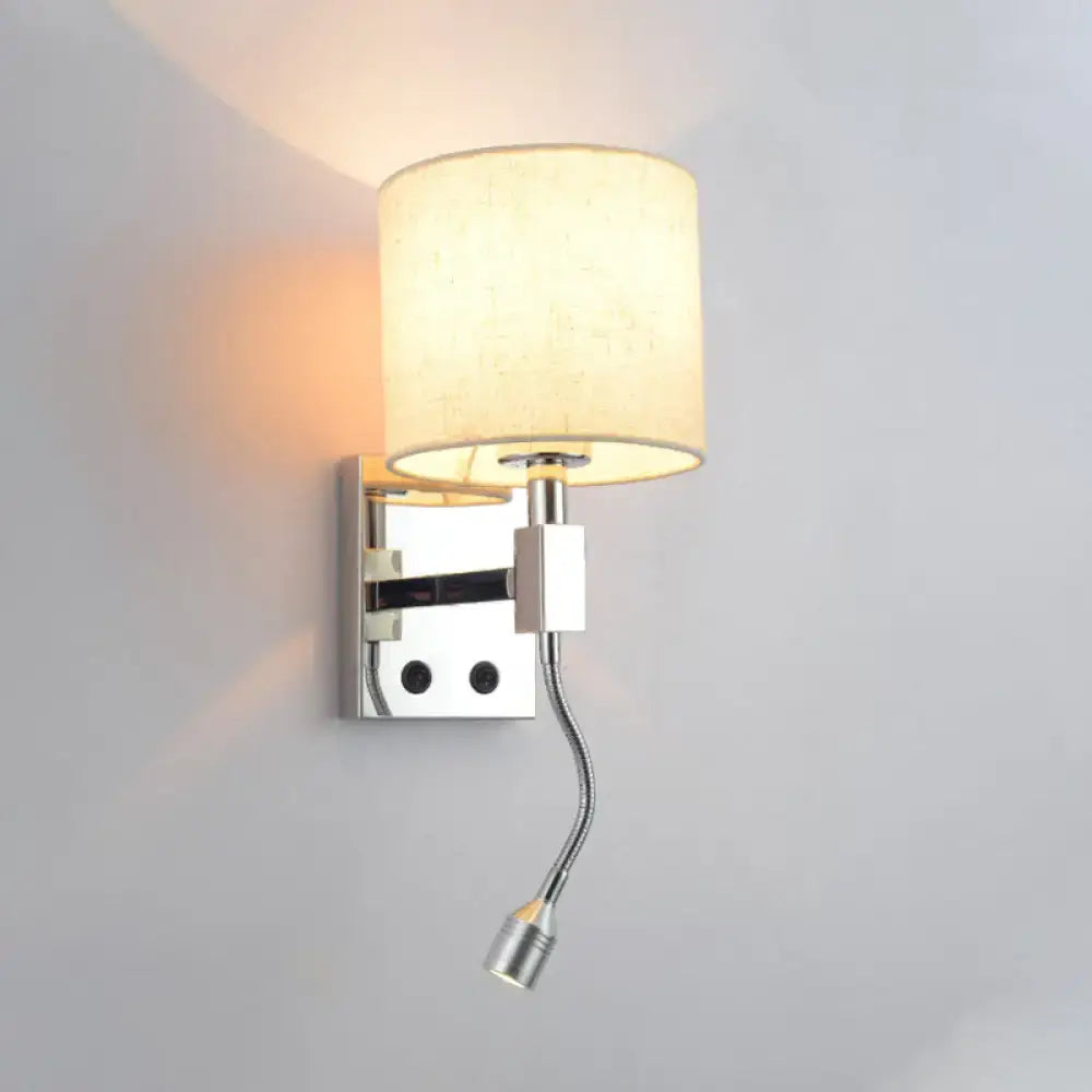 Chrome Fabric Drum Sconce