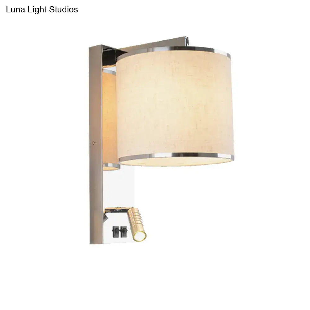 Chrome Fabric Drum Sconce