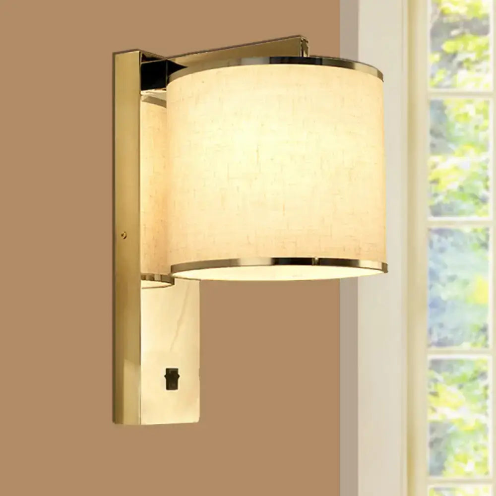 Chrome Fabric Drum Sconce