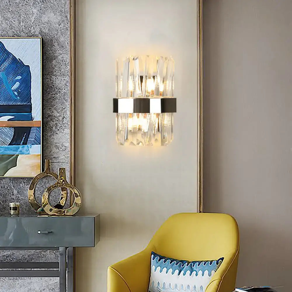 Chrome Crystal Wall Sconce Single-Bulb Design
