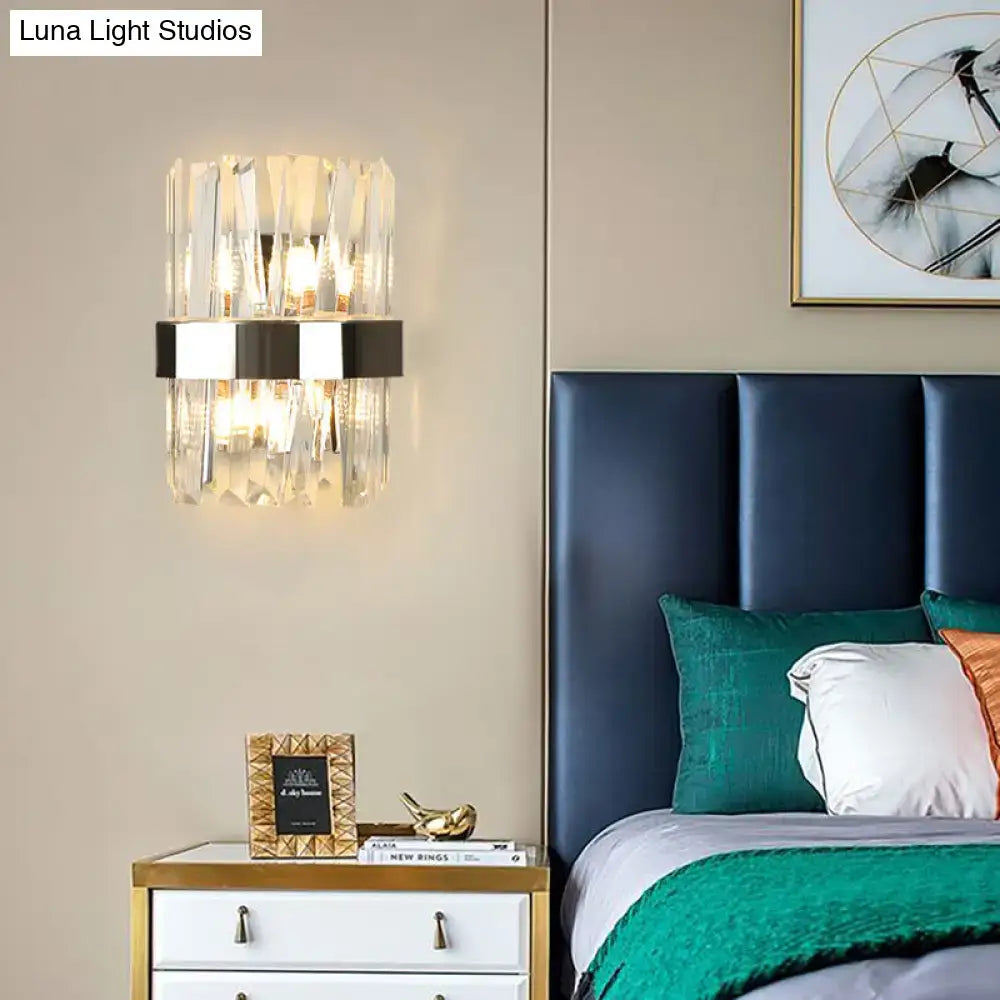 Chrome Crystal Wall Sconce Single-Bulb Design