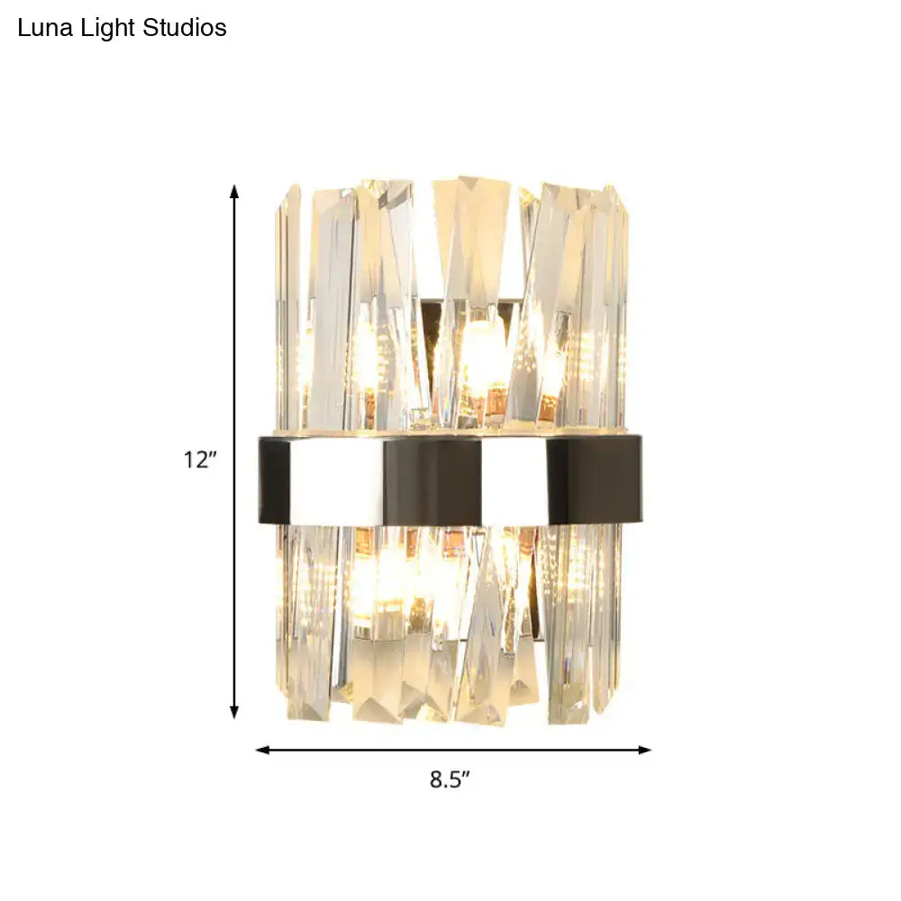 Chrome Crystal Wall Sconce Single-Bulb Design