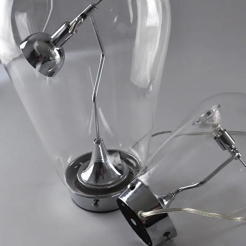 Chrome Glass Table Lamp with Blown Glass Shade