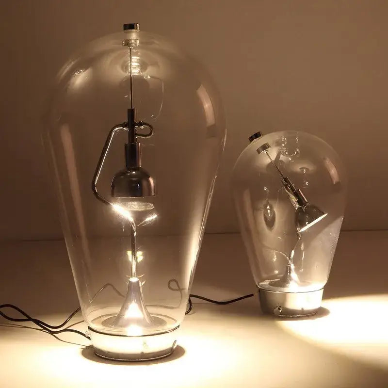 Chrome Glass Table Lamp with Blown Glass Shade