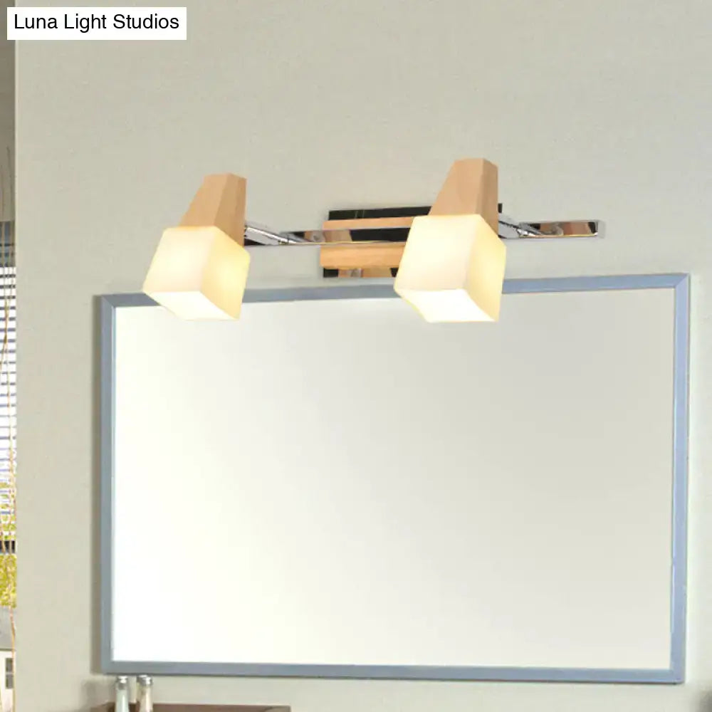 Wood Cube Vanity Light