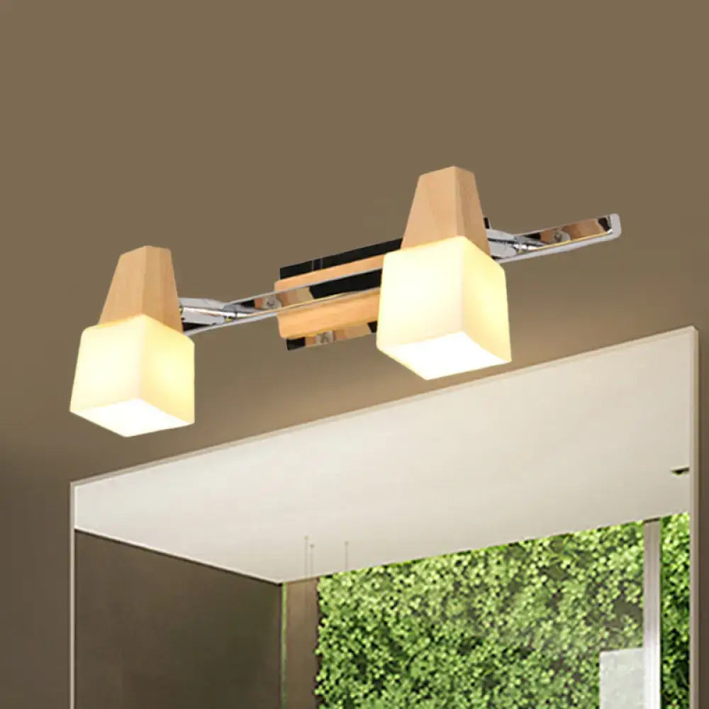 Wood Cube Vanity Light