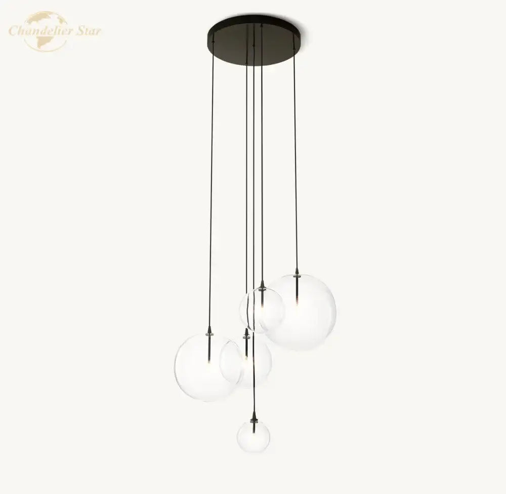 Chrome Glass Globe Chandelier