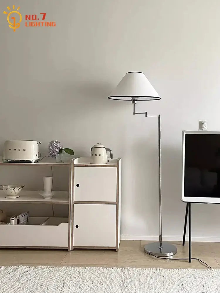 Chrome Cream Floor Lamp