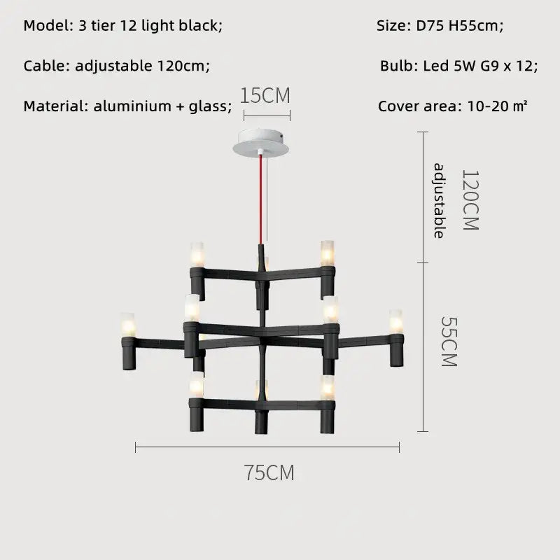 Chrome Multi-Tier Chandelier