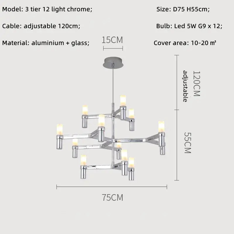 Chrome Multi-Tier Chandelier
