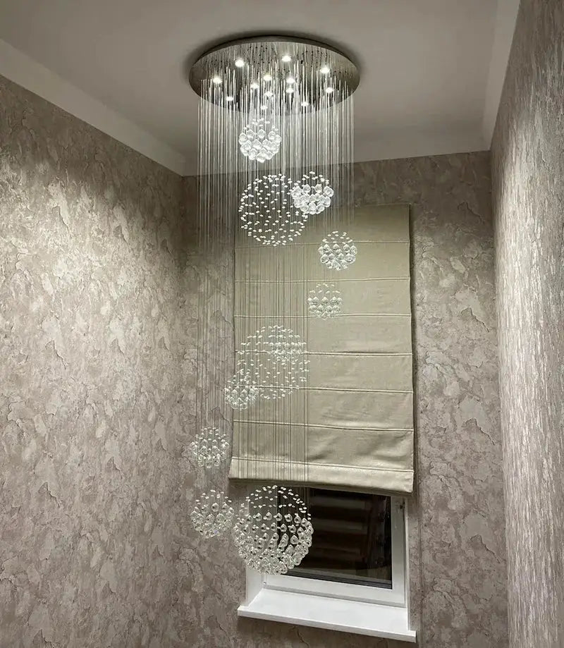 Chrome Crystal Ball Chandelier
