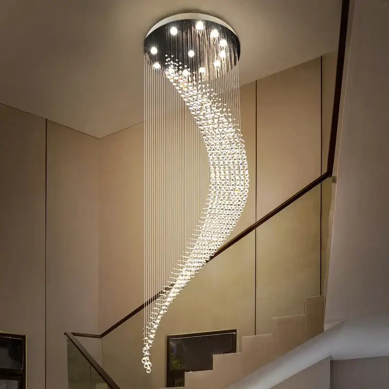 Chrome Spiral Crystal Chandelier