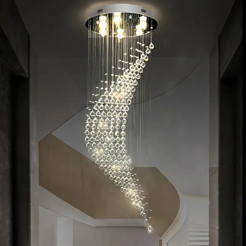 Chrome Spiral Crystal Chandelier