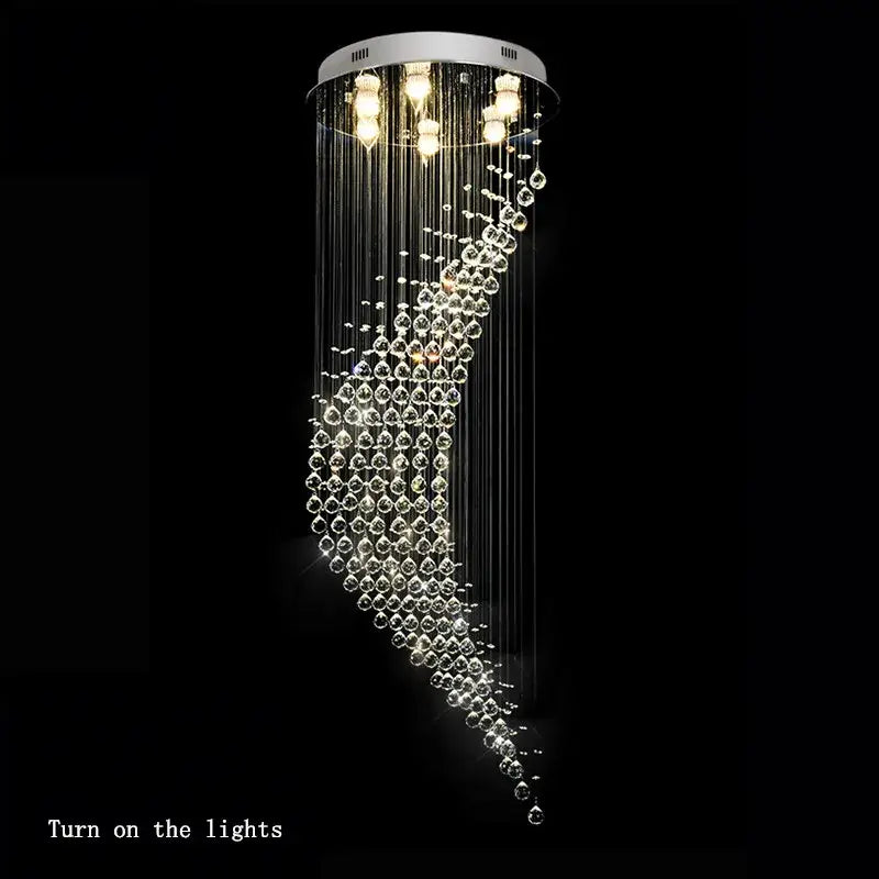 Chrome Spiral Crystal Chandelier