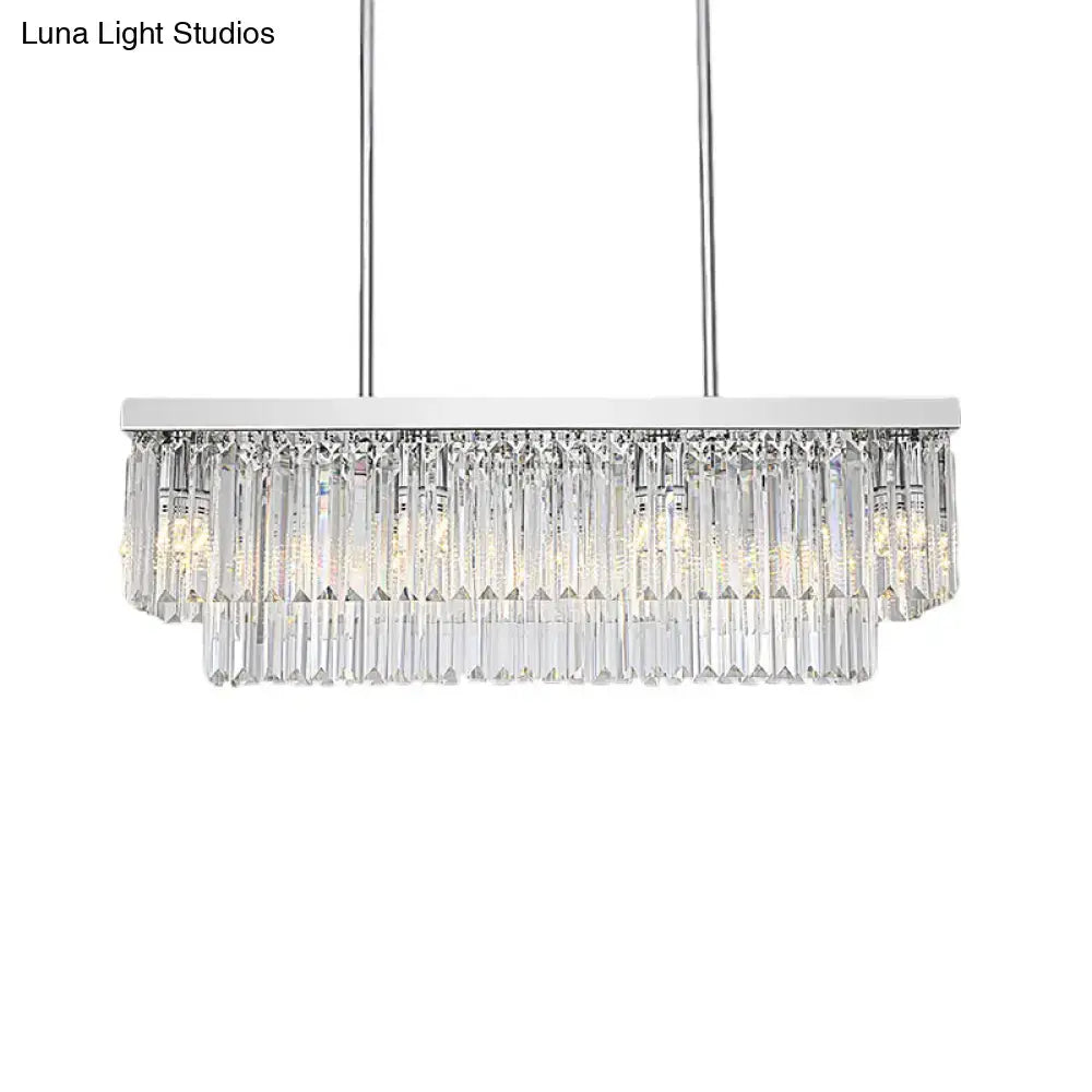 Chrome Rectangular Crystal Pendant