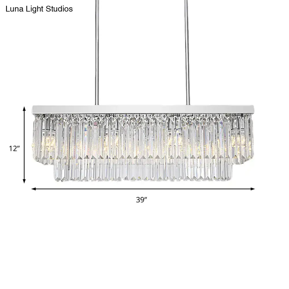 Chrome Rectangular Crystal Pendant
