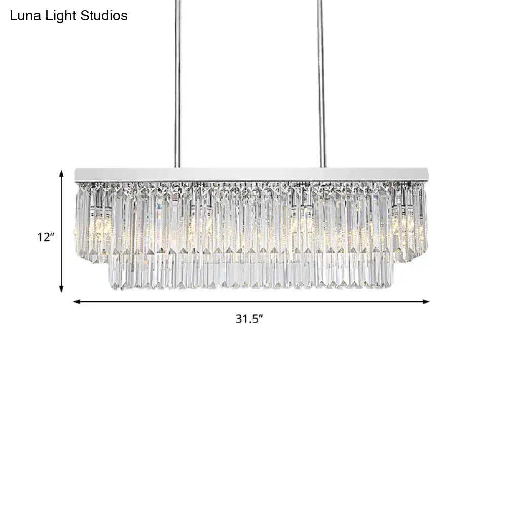 Chrome Rectangular Crystal Pendant