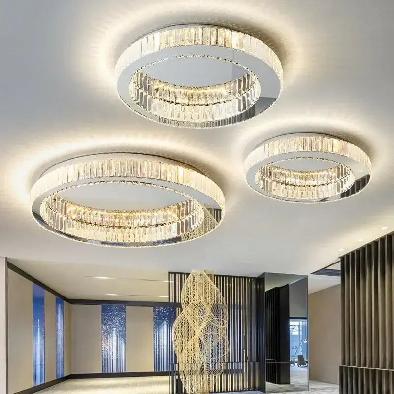 Chrome Crystal Circle Chandelier