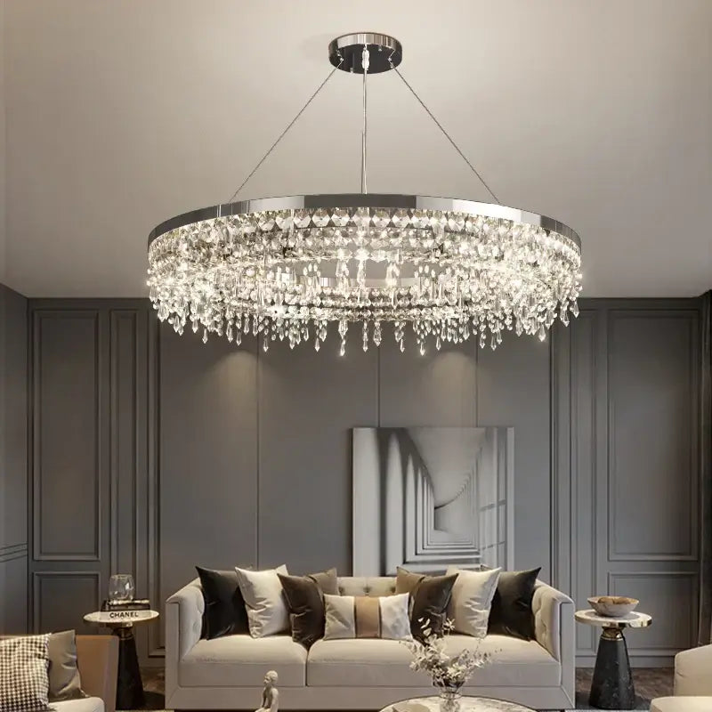Chrome Crystal LED Circle Chandelier