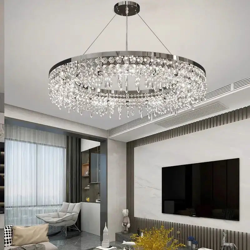Chrome Crystal LED Circle Chandelier