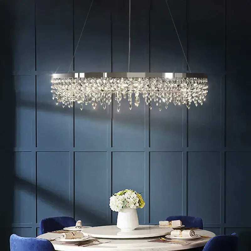 Chrome Crystal LED Circle Chandelier