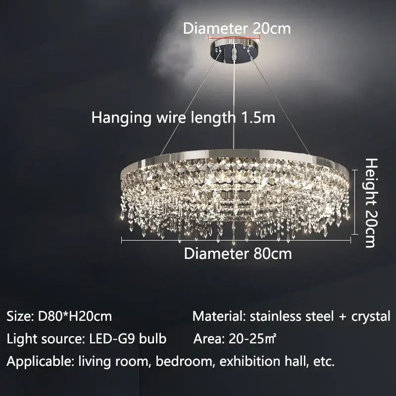 Chrome Crystal LED Circle Chandelier