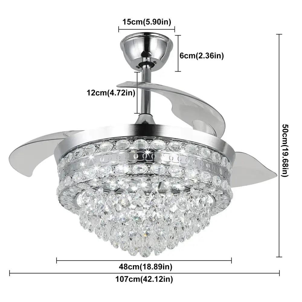 Chrome Crystal Fan Chandelier