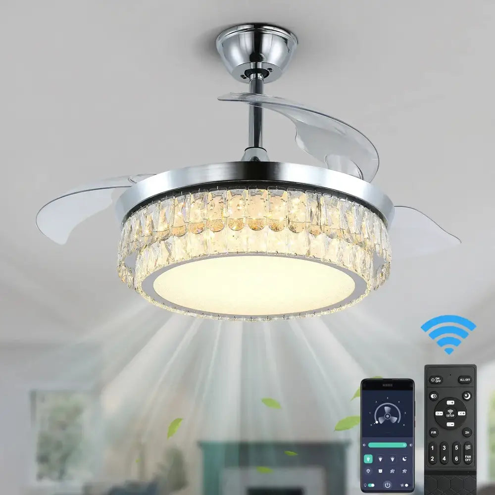 Chrome Crystal Fan Chandelier