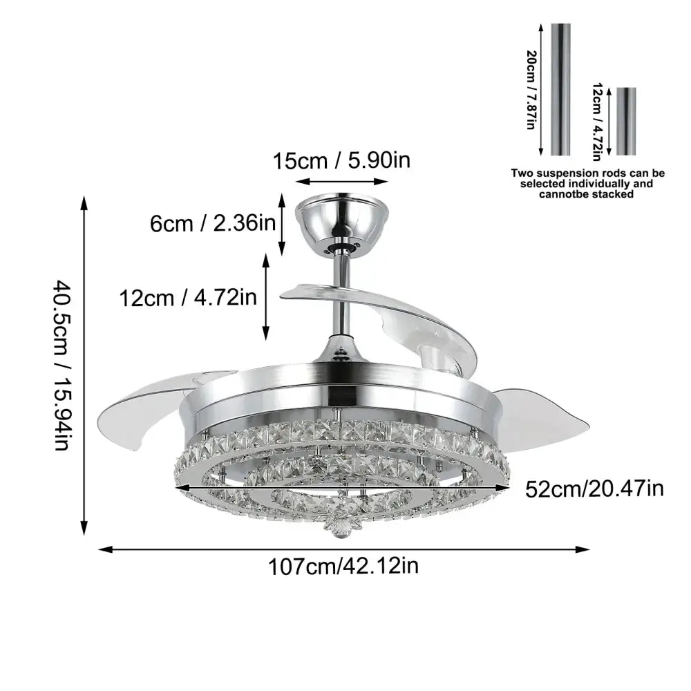 Chrome Crystal Fan Chandelier