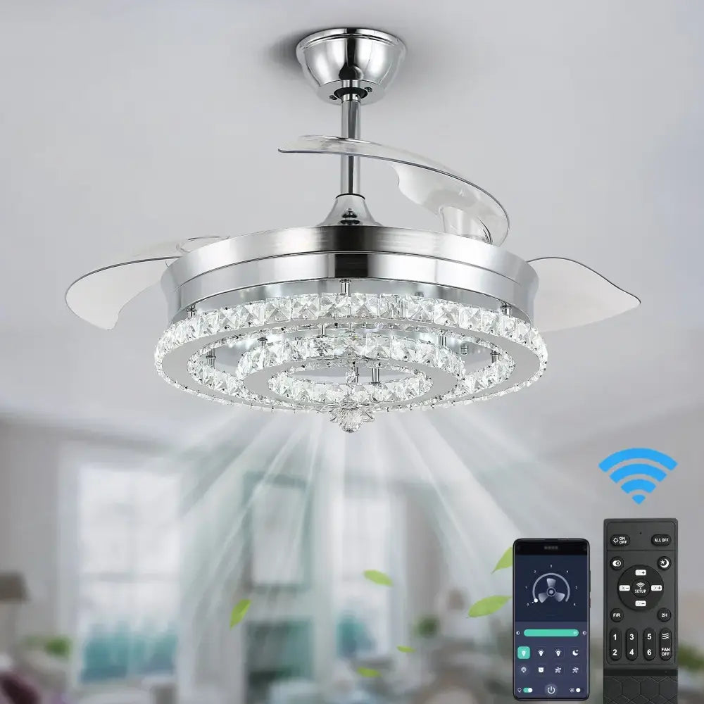 Chrome Crystal Fan Chandelier