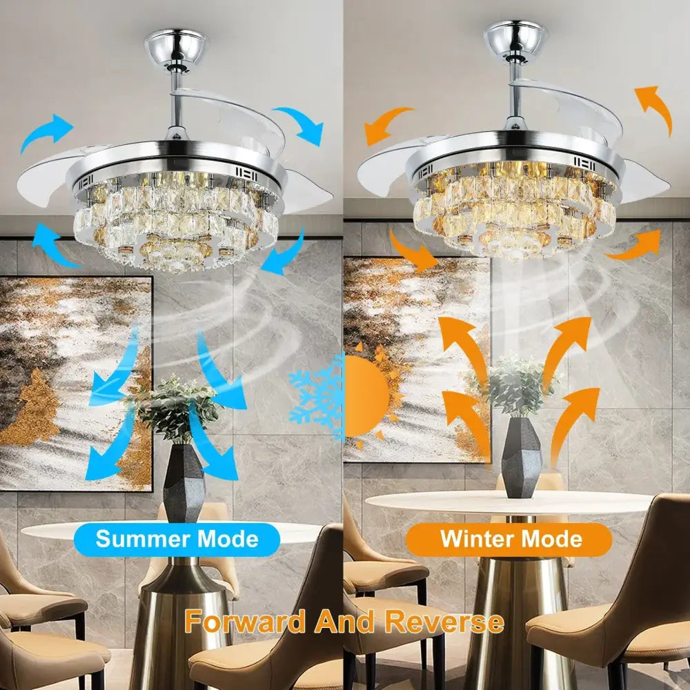Chrome Crystal Fan Chandelier