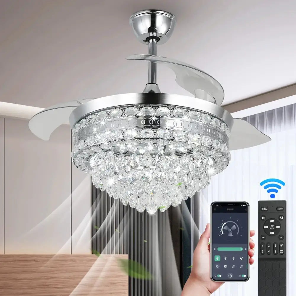 Chrome Crystal Fan Chandelier