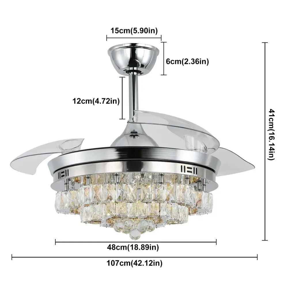Chrome Crystal Fan Chandelier
