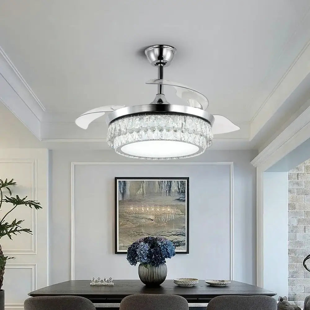 Chrome Crystal Fan Chandelier