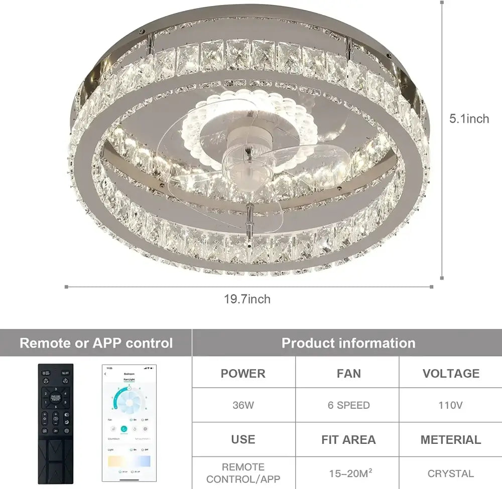 Chrome Crystal Ceiling Fan