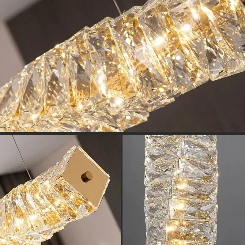 Gold Crystal Remote Dimming Ceiling Chandelier